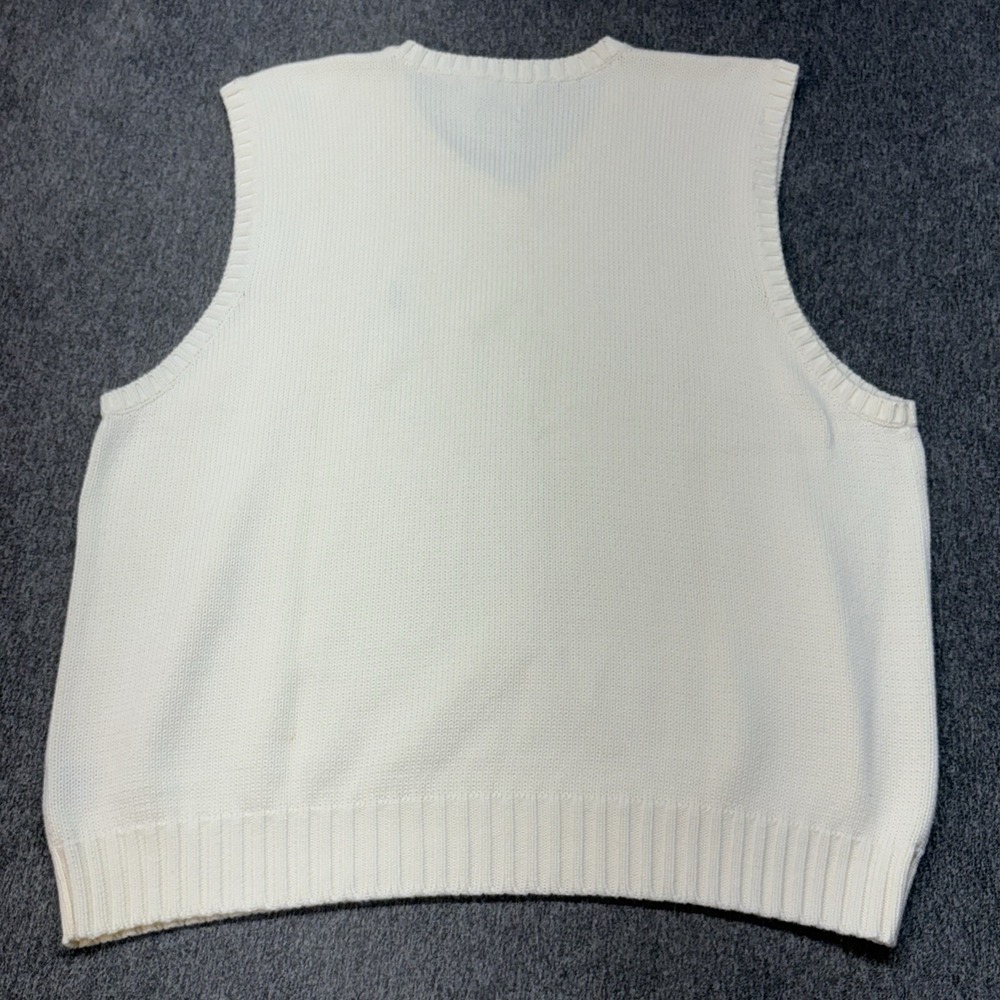 Vintage '80s Polo Ralph Lauren Beige Ivory 100% Cotton Sweater Vest XXL - Picture 4 of 11
